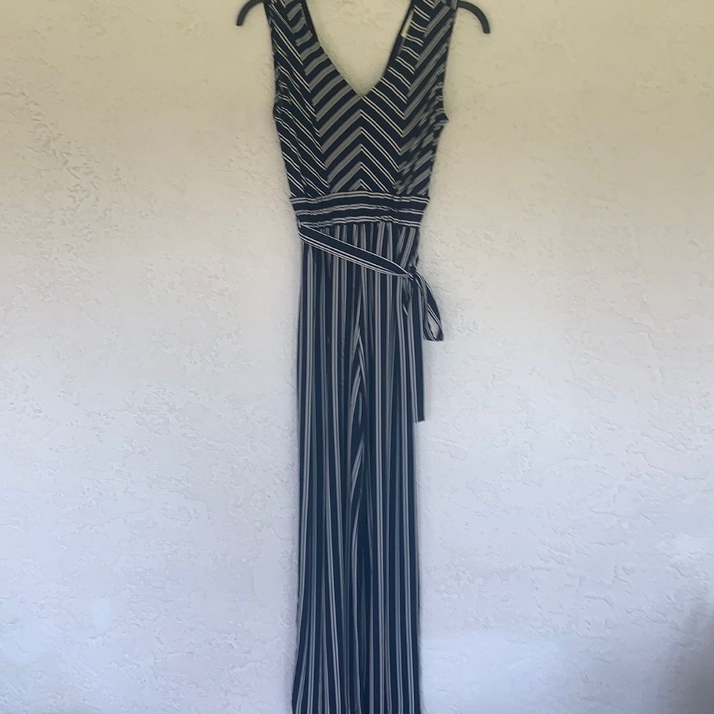 Monteau LA Blue/White Striped Jumpsuit